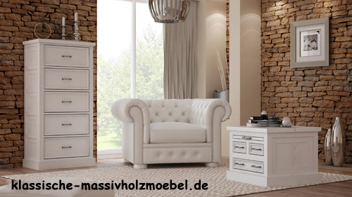Wohnzimmermöbel in Alt weiß aus 100% Massivholz & Qualität
