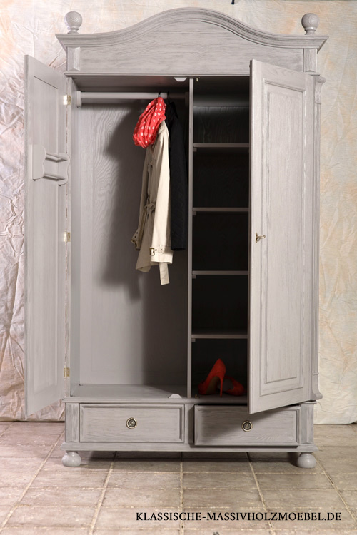 Garderobenschrank 2-türig mit 2 Schubladen in Grau Platin gebürstet Garderobenschrank 2-türig mit 2 Schubladen in Grau Platin gebürstet