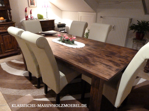 Massivholztisch BURGUND in Antik dunkel