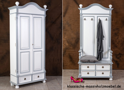 Landhaus Möbel im Flur - 2-farbig - 100% Massivholz und Qualität, individuell Landhaus Möbel im Flur - 2-farbig
