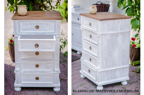 2-farbiges Highboard - Alt weiß gebürstet + Naturwachs dunkel 2-farbiges Highboard - Alt weiß gebürstet + Naturwachs dunkel