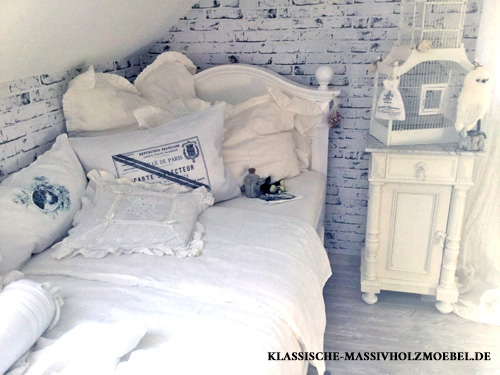 Einzelbetten im Landhausstil, Material massives Kiefernholz Weiß Landhausbetten Einzelbett im Landhausstil