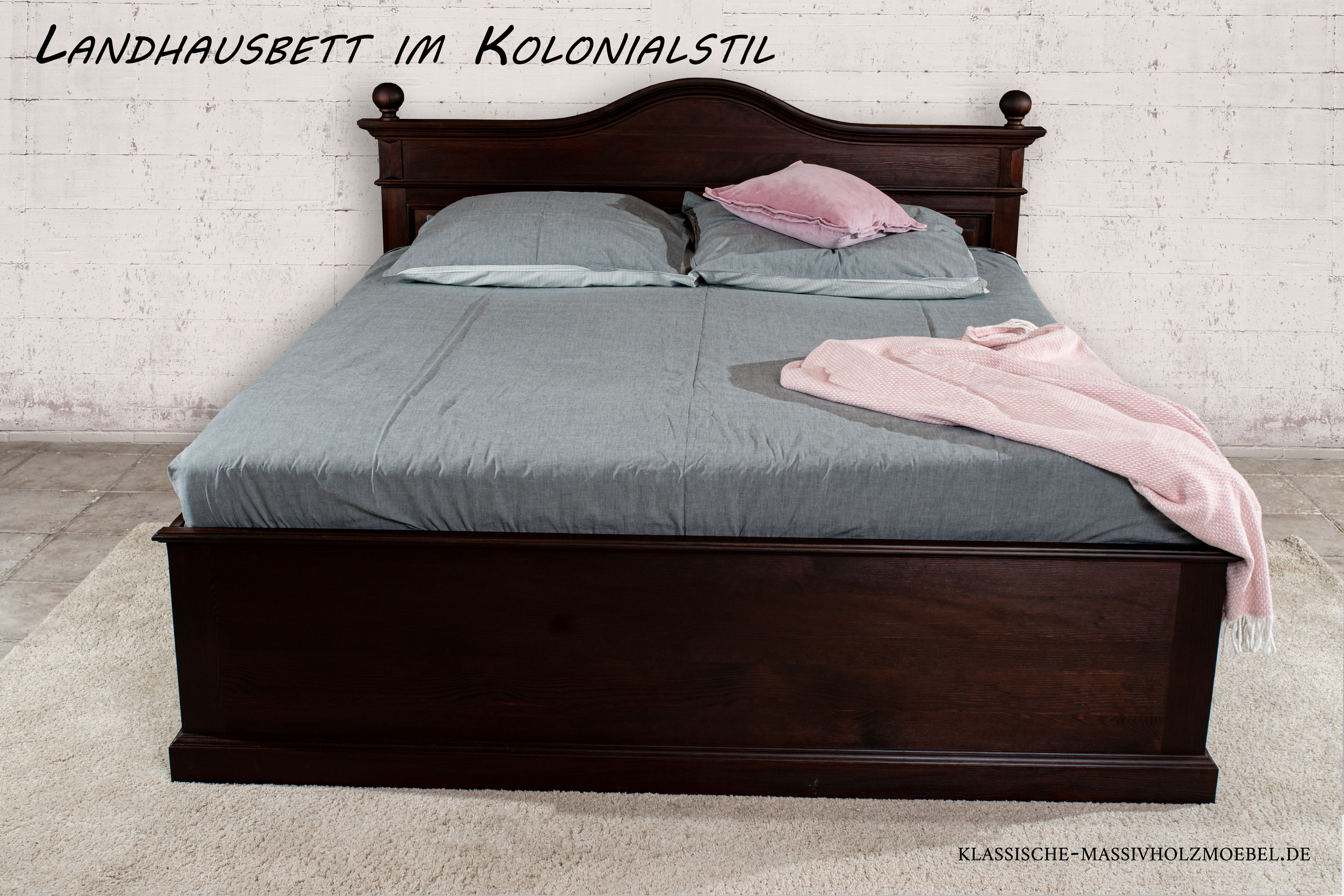 Doppelbetten im Kolonialstil - kirschfarben dunkelrot