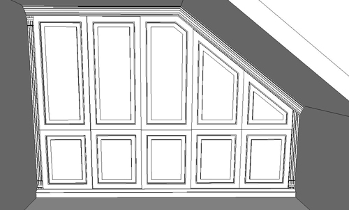 Entwurf für Einbauschrank für Dachschräge mit Schiebetüren Entwurf für Einbauschrank für Dachschräge