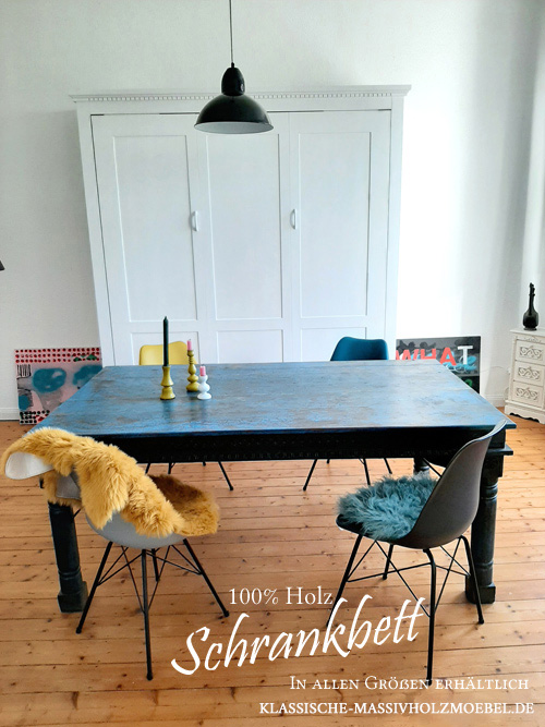 Großes weißes Schrankbett 180x200 cm - Farbe weiß - 100% massives Holz Kiefer Großes weißes Schrankbett 180x200 cm