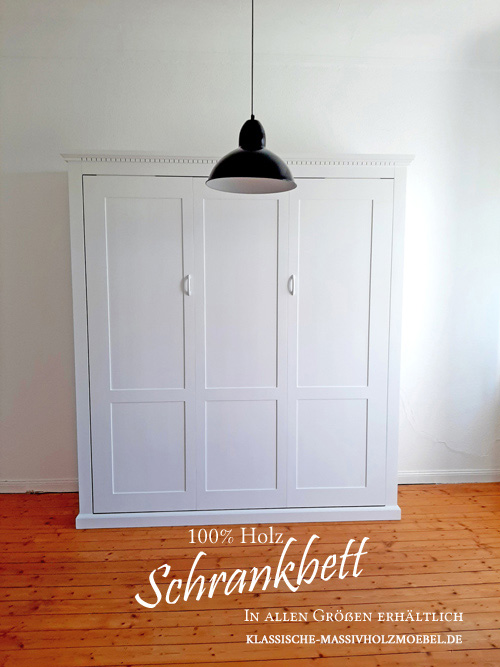 Klassisches Bett im Schrank - Weiß - 100% Massivholz & Handarbeit Bett im Schrank - Weiß - 100% Massivholz & Handarbeit