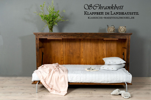 Einzelbett 90x200 cm Schrankbett traditionell Gästebett Kinderbett Klappbett 90x200 cm Schrankbett klassisch antik dunkel gebürstet Kinderbett