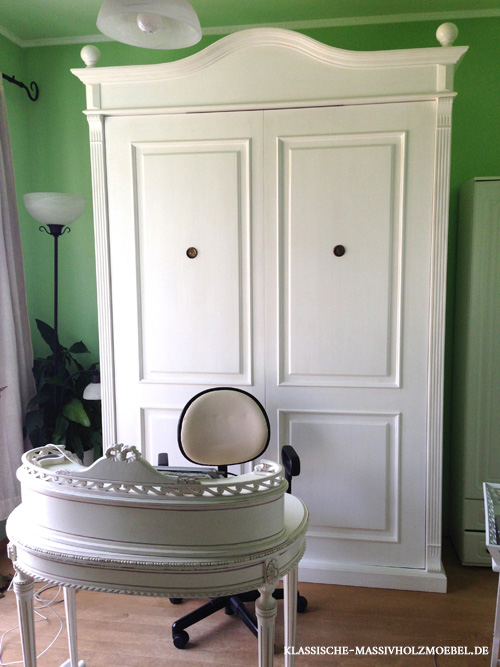 Schrankbett 140x200 cm Landhausstil weiß shabby chic gewischt Landhaus Schrankbett 140x200 cm weiß shabby chic Holz massiv Kiefer