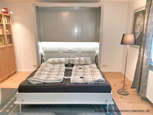 Modernes Schrankbett groß 180x200 cm grau mit Beleuchtung und Ablage Schrankbett 180x200 cm mit Beleuchtung Wohnzimmer modernes Design