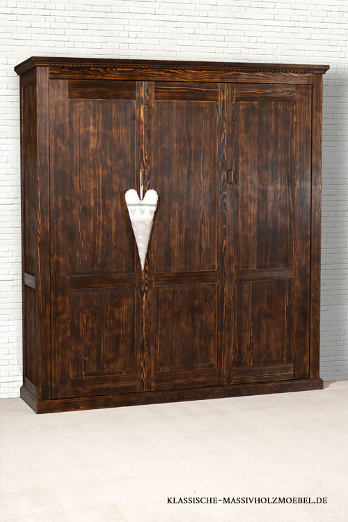 Schrankbett 200x200 cm klassisch antik dunkel gebürstet Holz massiv rustikal Schrankbett 200x200 cm traditionell Holz massiv rustikal antik dunkel gebürstet